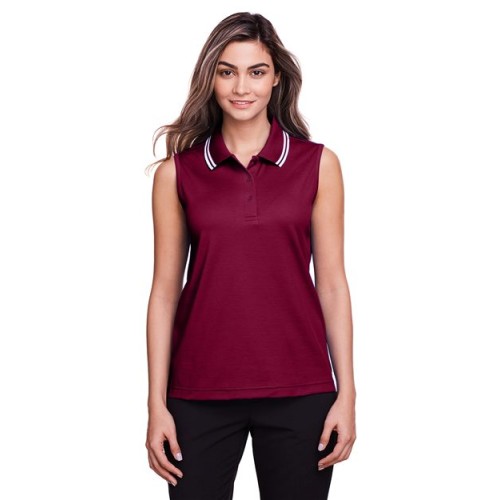 Women's CrownLux Performance® Plaited Tipped Sleeveless Polo Devon & Jones DG20SW