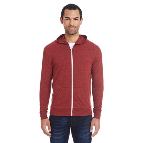 Unisex Triblend Full-Zip Lightweight Hooded Sweatshirt Threadfast Apparel 302Z