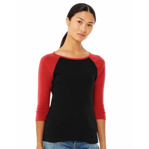 Women’s 1X1 Baby Rib Raglan Three-Quarter Sleeve Tee BELLA + CANVAS 2000