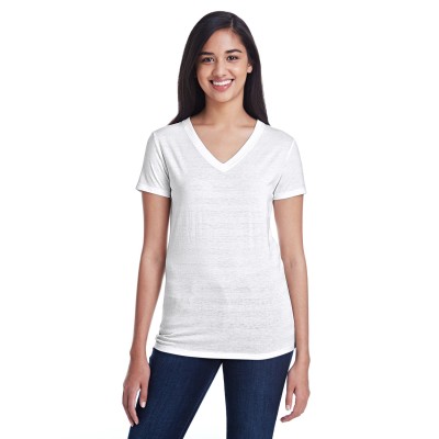 Threadfast Apparel 252RV   Ladies' Invisible Stripe V-Neck T-Shirt