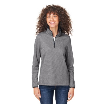 CORE365 CE73W Ladies' Venture Heathered Stripe Quarter-Zip