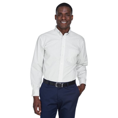 Devon & Jones D640   Men's Crown Collection Gingham Check Woven Shirt