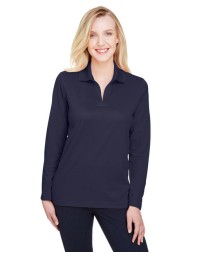 Devon & Jones DG20LW   CrownLux Performance Ladies' Plaited Long Sleeve Polo