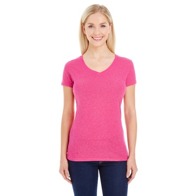 J America JA8136   Ladies' Glitter V-Neck T-Shirt