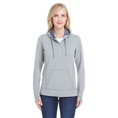 J America JA8431   Ladies' Omega Stretch Snap-Placket Hooded Sweatshirt