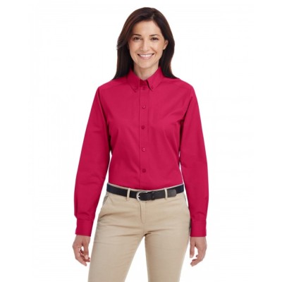 Ladies' Foundation 100% Cotton Long-Sleeve Twill Shirt with Teflon - Harriton M581W Women Woven Shirts