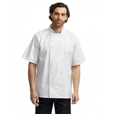 Unisex Studded Front Short-Sleeve Chef's Jacket - Artisan Collection by Reprime RP664 Chef Coats